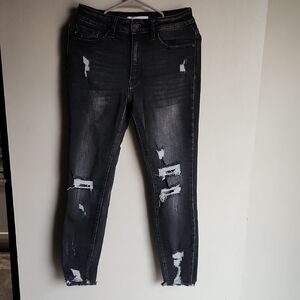 KanCan Boutique Distressed Charcoal Skinny Jeans Size 9/28